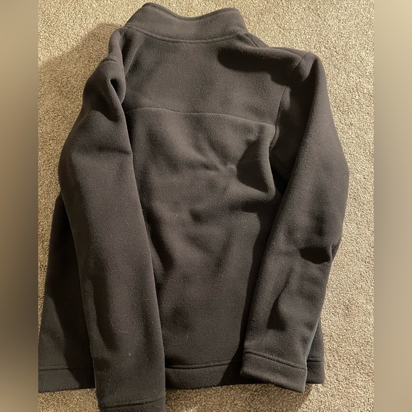 The North Face fleece zip up jacket, green with grey and yellow accents. - Picture 2 of 4